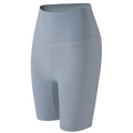 High-waisted grey blue yoga shorts with seamless Lycra fabric and butt-lifting support - One Size / Bottoms / Rhino Gray