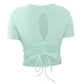 Mintgrünes Yoga-Crop-Top mit Rückenausschnitt und verstellbarem Kordelzug am Saum - S / Oberteile / Minzgrün