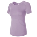 Détails du t-shirt de yoga lavande sans couture avec des œillets d'aération spécifiques - Lavande