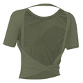 Camiseta de yoga verde militar con espalda descubierta y almohadillas internas - S / Verde Militar