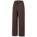 High-waisted dark brown wide leg sweatpants with drawstring elastic waist for sports - L / Brown
