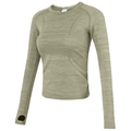 Eng anliegendes Yoga-Langarmshirt in Hellolivgrün mit Daumenlöchern und Rundhalsausschnitt - S / Blaugrau