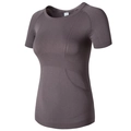 T-shirt de yoga sans couture pour femmes en gris violet foncé, coupe ajustée - Gris Roche de Lune