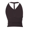 Black ribbed halter yoga sports bra with racerback design for workout and fitness - S / Root Brown