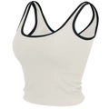 Gilet de yoga côtelé crème pour femmes avec bordure contrastée noire et tissu extensible - Blanc de Roche