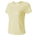 Close-up of breathable knit fabric texture on light yellow women's athletic t-shirt - S / Yellow