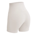 Beige Yoga-Shorts mit hoher Taille, Bauchkontrolle und nahtlosem, atmungsaktivem Strick - S / Creme