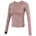 Slim fit women's yoga long sleeve top in rose pink space dye fabric with thumb holes - Twilight Rose