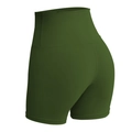 Olive green high waist yoga shorts with tummy control and breathable quick-dry fabric - Mustard Green