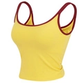 Chaleco de yoga amarillo ajustado con borde rojo en contraste y sujetador interno - S / Amarillo Girasol