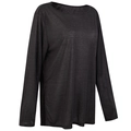 Women's dark gray long sleeve yoga top with side slits and breathable fabric - One Size / Dark Gray