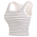 Women's white striped sports vest with rib-knit fabric and U-neck design for fitness - S / Off White