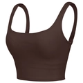 Dunkelbrauner Sport-BH mit Karree-Ausschnitt und gerippten Details für Yoga und Laufen - S / Kastanienbraun