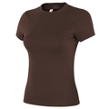 Eng anliegendes dunkelbraunes Sport-T-Shirt mit Rundhalsausschnitt aus Stretch-Stoff - S / Schwarz Kaffee