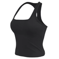 Quick-dry black yoga tank top for women with square neck and supportive wide straps - S / Premium Black