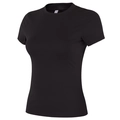 Eng anliegendes schwarzes Kurzarm Yoga T-Shirt mit Rundhalsausschnitt für Damen Sport - S / Premium Schwarz