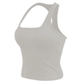 Canotta yoga da donna grigio chiaro ad asciugatura rapida con scollo quadrato e imbottitura - Albicocca grigio