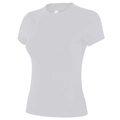 Gros plan du t-shirt de yoga ajusté avec texture tricotée lisse et col rond - Blanc Cygne