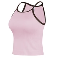 Débardeur de yoga côtelé rose et marron avec coussinets et coupe ajustée sport - S / Rose