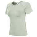 T-shirt de course cintré vert sauge pour femme à séchage rapide avec texture respirante - S / Vert Miroitant