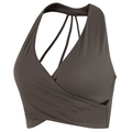 Chaleco de yoga pilates con cuello en V cruzado y tirantes en gris oscuro - S / Marrón Caqui