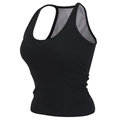 Camiseta de yoga negra para mujer con espalda de nadadora, tejido de canalé y sujetador suave - S / Tops / Negro