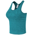 Peacock blue racerback sports bra with seamless heather texture and wide straps - S / Tahiti Blue