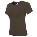 Brown slim fit quick-dry sports t-shirt for women with breathable mesh and raglan sleeves - S / Khaki Brown