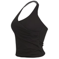 Chaleco de yoga halter negro con cuello en V cruzado y detalles fruncidos para mujer - S / Negro