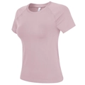 Détail du t-shirt de sport rose montrant les manches raglan et la texture respirante - S / Vieux rose