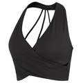 Sujetador deportivo negro para pilates con diseño cruzado frontal y tiras en la espalda - S / Negro