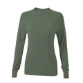 Schmal geschnittenes olivgrünes Langarm-Sportshirt mit Rundhals für Herbst-Fitness - S / Moosgrün