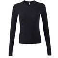 Nauwsluitend zwart sportshirt met lange mouwen, raglanmouwen en een ronde hals - S / Rustig Zwart