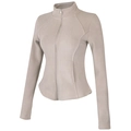 Giacca sportiva da donna in pile con collo alto e cerniera, vestibilità slim beige chiaro - S / Cachi Chiaro