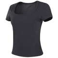 T-shirt de Pilates noir ajusté à col carré pour le fitness et le yoga femme - S / Gris Graphite