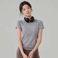 Slim fit light grey moisture-wicking yoga t-shirt with raglan sleeves for women - S / Light Grey