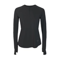 Camiseta de running para mujer de secado rápido negra con media cremallera y aberturas - S / Negro