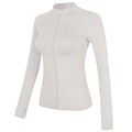 Veste de sport pilates blanche ajustée avec col montant et passe-pouces femme - Blanc