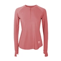 Women's quick-dry rose pink half-zip sports long sleeve with thumb holes and logo - Orange