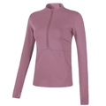 Slim fit half-zip long sleeve workout top in dusty rose with thumbholes for women - Light Pink