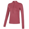 Women's rose pink slim fit half-zip sports top for running yoga and outdoor fitness - Rose Red