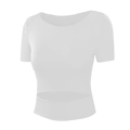 Nauwsluitend wit yoga-T-shirt met korte mouwen en uitgesneden taille voor fitness - S / Wit