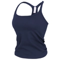 Dunkelblauer Racerback Sport-BH für Yoga mit Rippenstruktur und elastischem Band - Marineblau