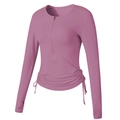 Haut de yoga à séchage rapide pour femmes avec demi-zip et cordons de serrage - Violet