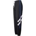 Women's black quick-dry yoga joggers with blue side stripes and white drawstring waist - Black