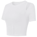 Top corto a coste bianco per yoga con ritaglio sulla spalla e bottoni decorativi - L / Bianco