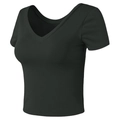 Top de yoga negro ajustado con cuello en V, almohadillas integradas y diseño corto sexy - S / Negro