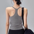 Grauer Damen Sport-BH mit Rippmuster, Racerback-Design und enger Passform für Fitness - Gemischt Grau