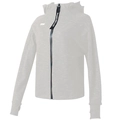 Veste de sport à capuche grise chinée pour femme, coupe ajustée avec passe-pouces et zip - S / Gris/Blanc