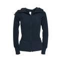 Slim fit black hooded sports jacket with full zipper and thumbhole cuffs for fitness - S / Navy Blue